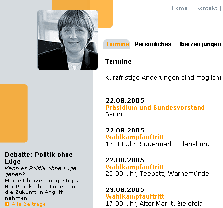 Screenshot Angela Merkel Website